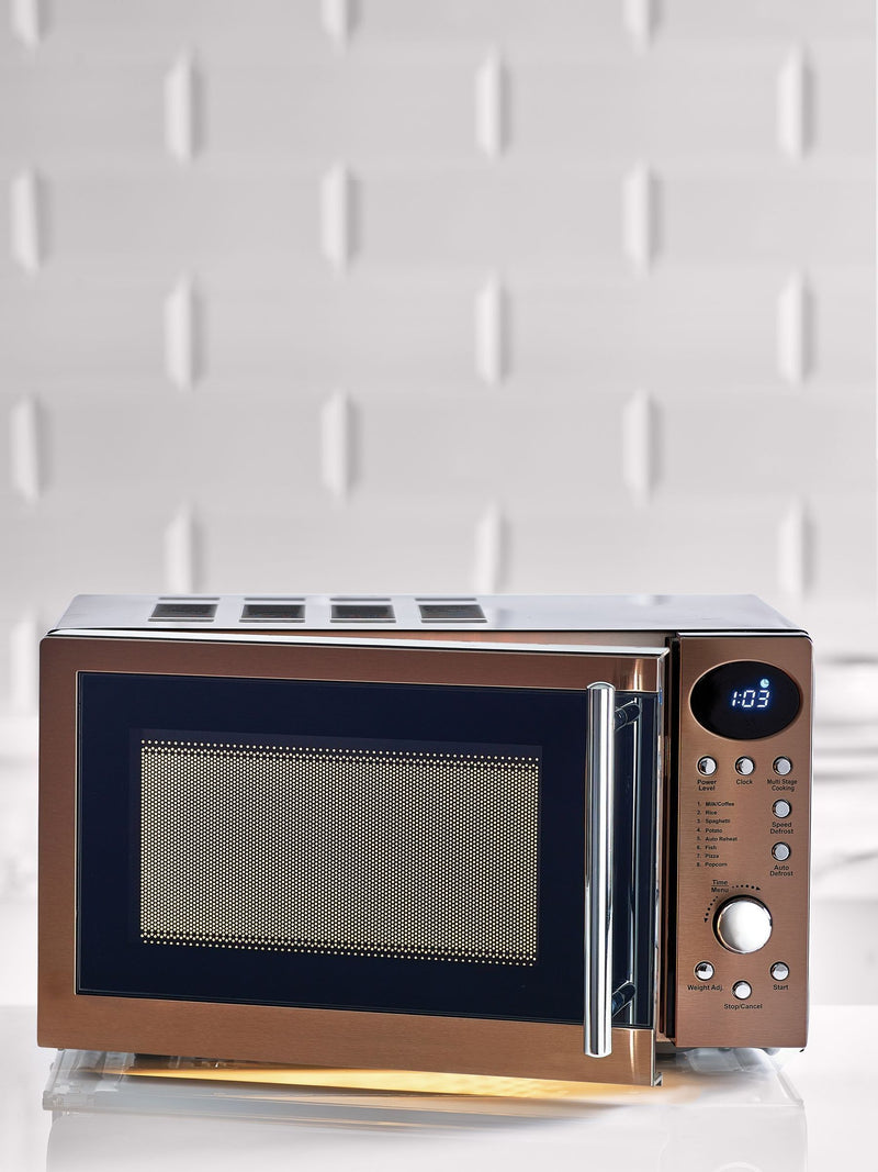 Brushed Copper Digital 800W 20L Microwave