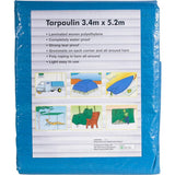 Heavy duty waterproof tarpaulin 3.4m x 5.2m, imported from the UK