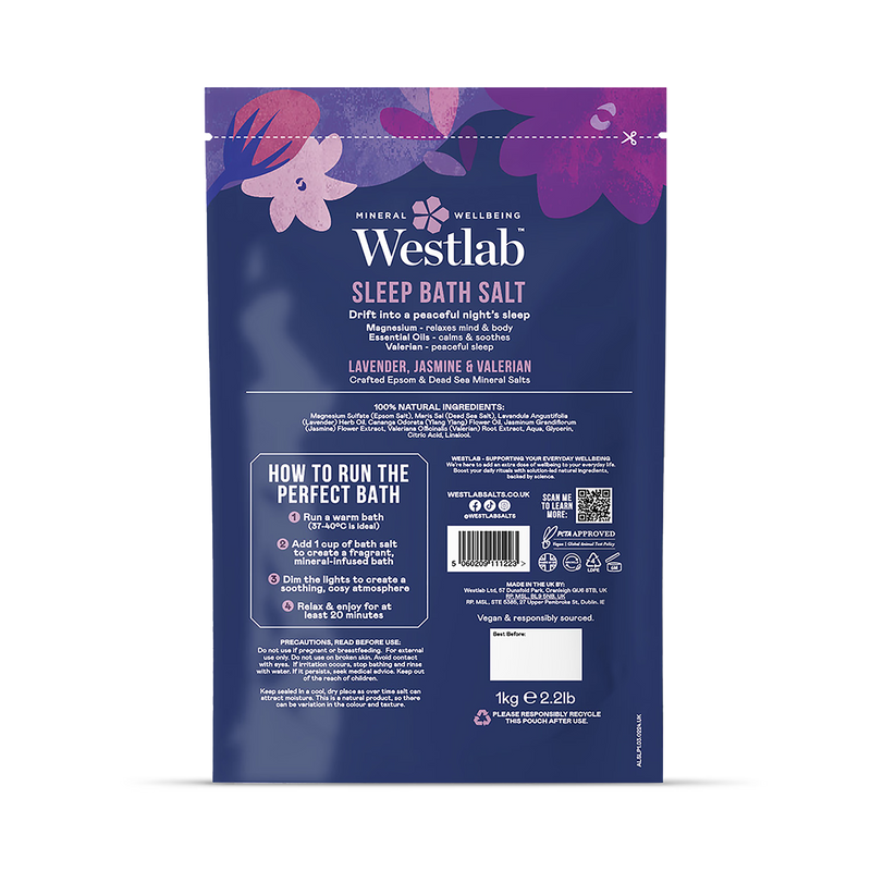Lavender and Jasmine Mineral Bath Salts with Valerian 1kg