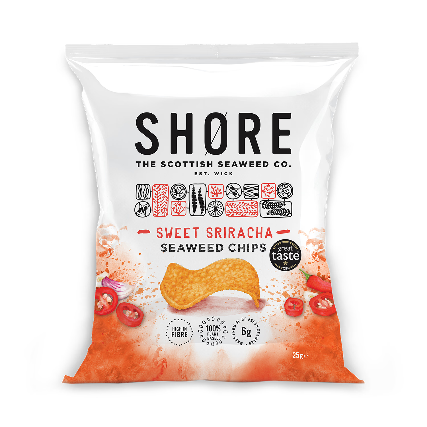 Shore Seaweed Sweet Sriracha Seaweed Chips 25g - Lightly Salted