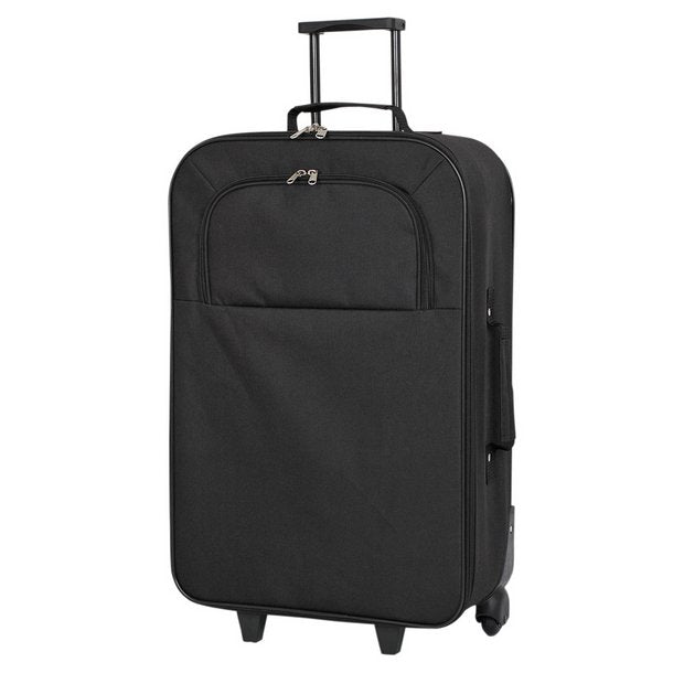 Medium 2 wheel soft suitcase in black - British product