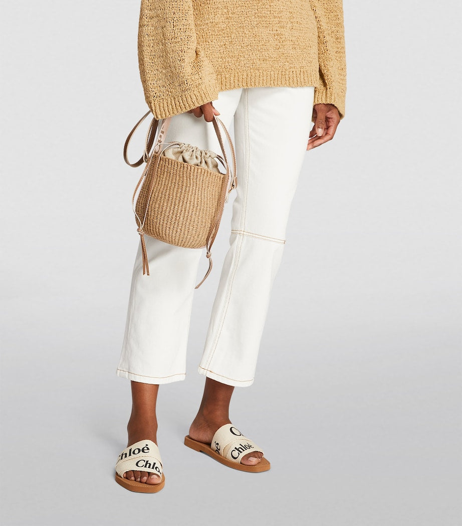 Chloé Small Woody basket bag in paper fibre and leather - UK version