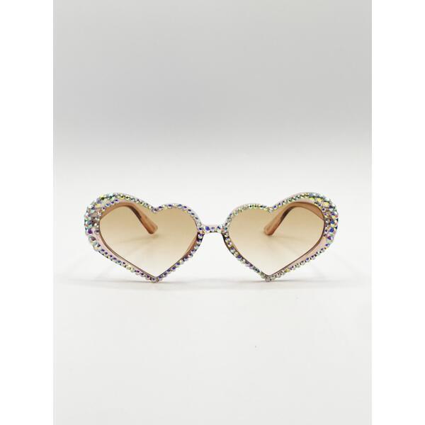 SVNX heart sunglasses gem detail champagne (British brand)