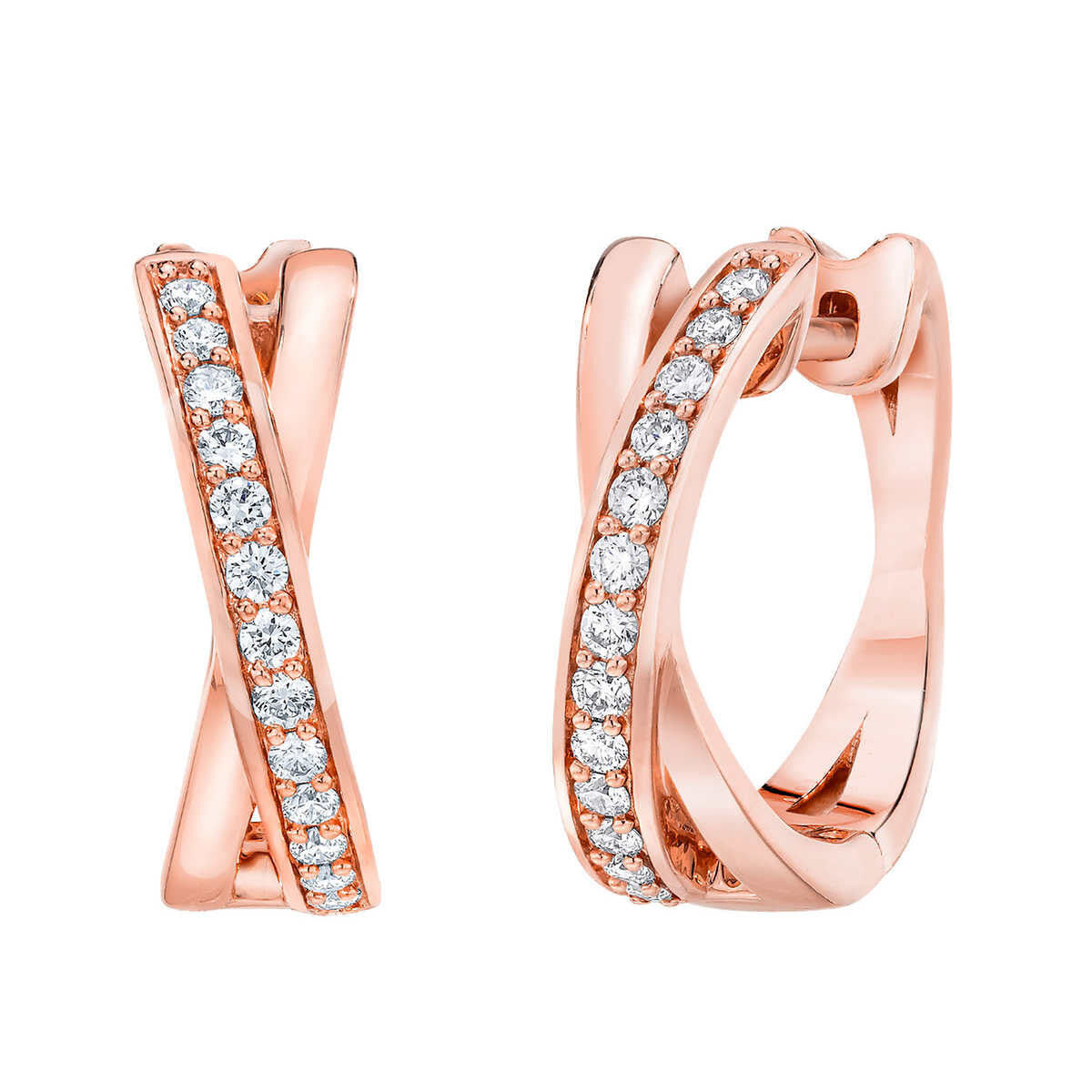 Costco cross hoop diamond earrings 0.25ctw 14ct rose gold (British brand)