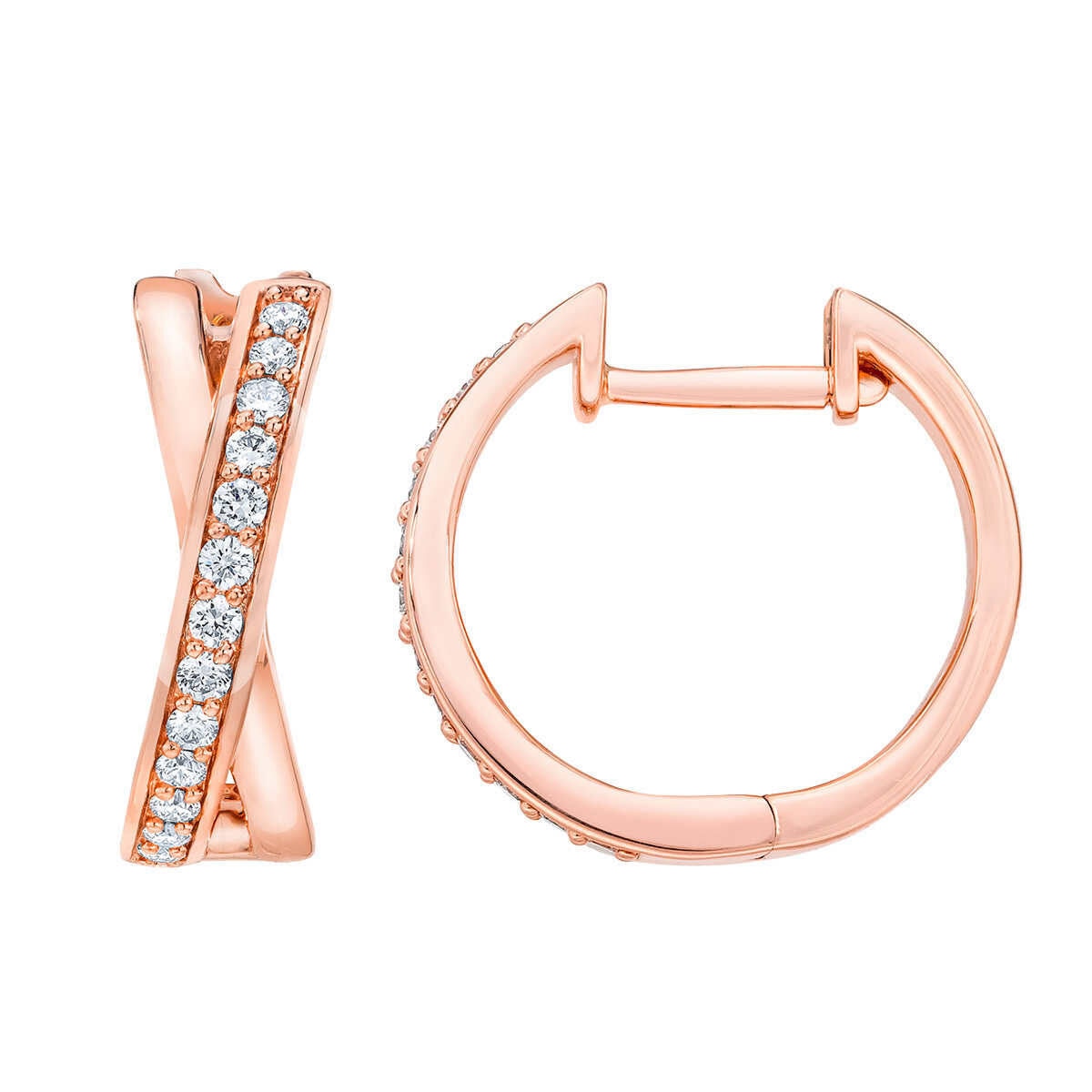Costco cross hoop diamond earrings 0.25ctw 14ct rose gold (British brand)