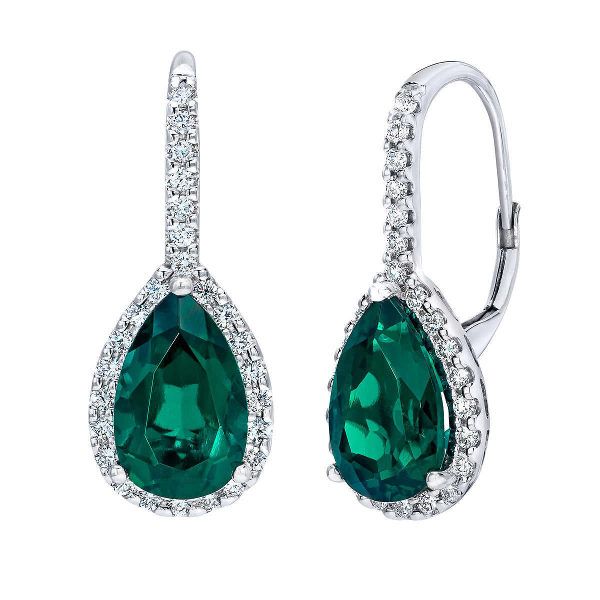 Costco lab created emerald diamond earrings 14ct white gold (British brand)