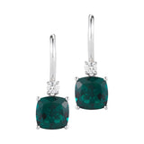 Costco cushion cut emerald diamond earrings, white gold, imported from the UK