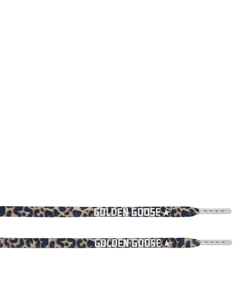 Golden Goose leopard print fabric shoelaces, imported from the UK