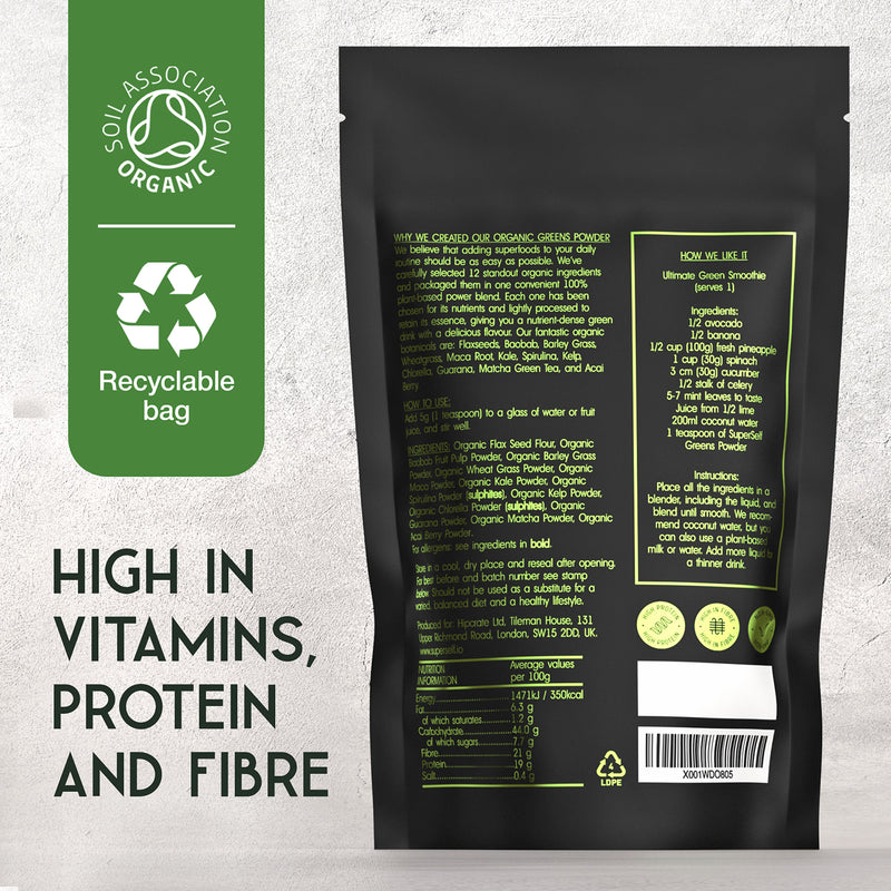 SuperSelf organic super greens powder 200g (British brand)