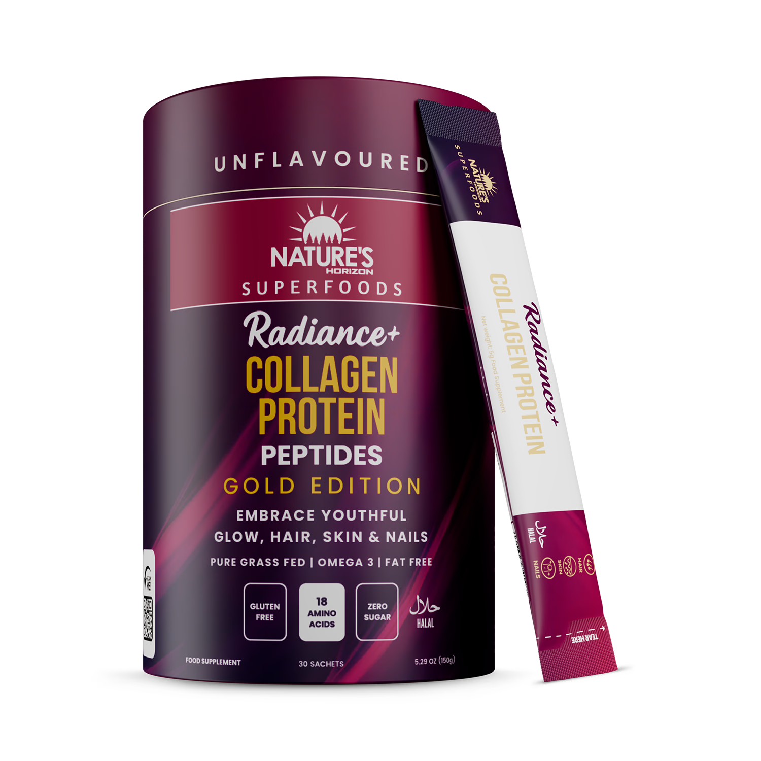 Nature's Horizon Halal Bovine Collagen 30 sachets, imported from the UK