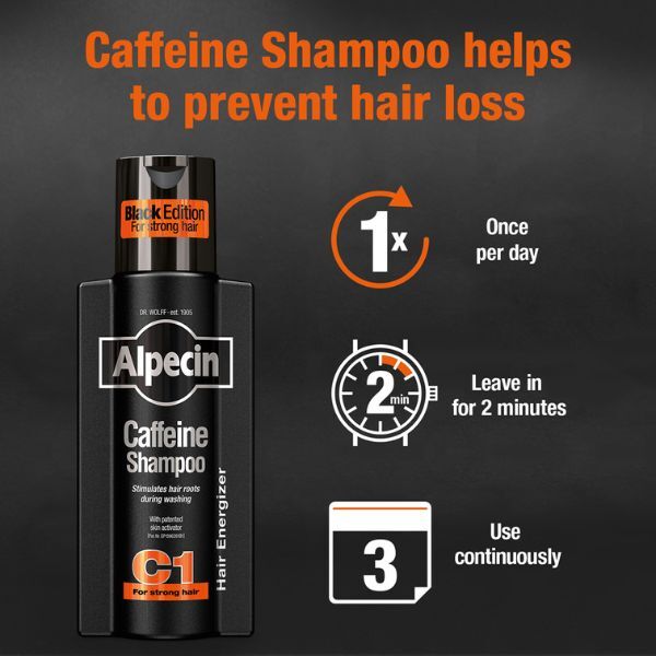 Alpecin Black Mens Shampoo and Caffeine Hair Booster Set GOODS Superdrug   