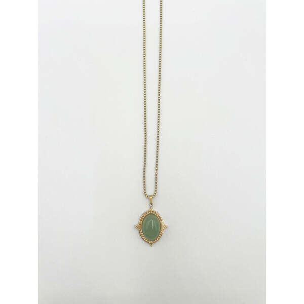 SVNX green stone pendant necklace stainless steel gold imported from the UK