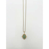 SVNX green stone pendant necklace stainless steel gold imported from the UK