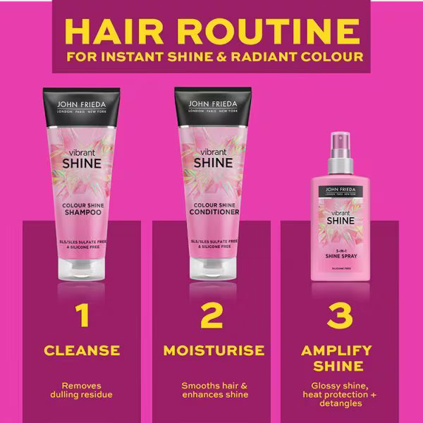 John Frieda Vibrant Shine 3-In-1 Spray 150ml, imported from the UK