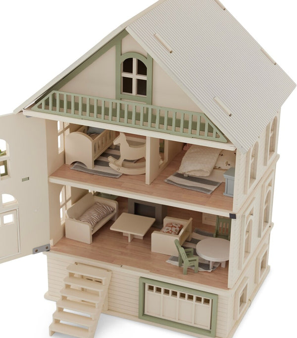 Wooden San Francisco Dollhouse with Furniture and Textiles, 63cm