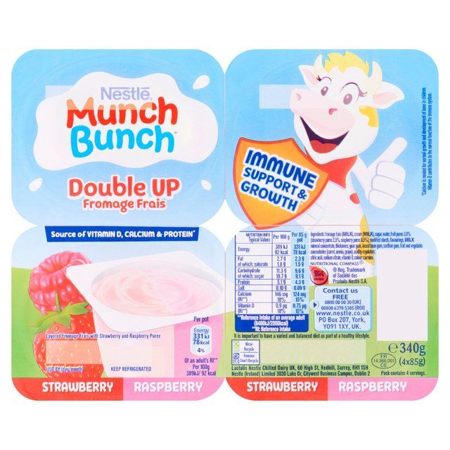 Munch Bunch Double Up Fromage Frais Strawberry & Raspberry    4 x 85g GOODS M&S   