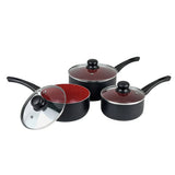 Russell Hobbs Red Stone aluminium 3 piece pan set, UK version