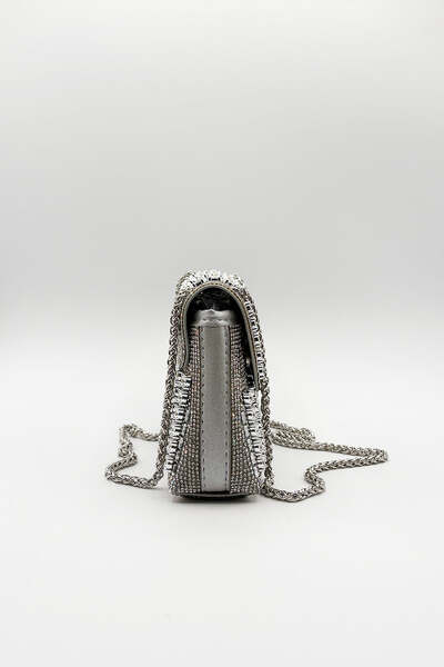 SVNX silver embellished clutch bag 21x14cm (British brand)