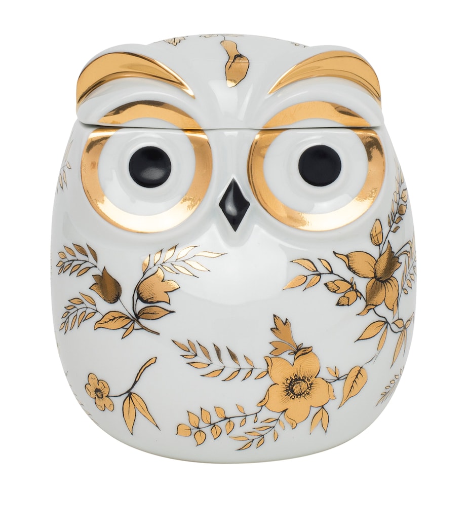 Fornasetti Civetta Fiorata jar black white gold, UK version