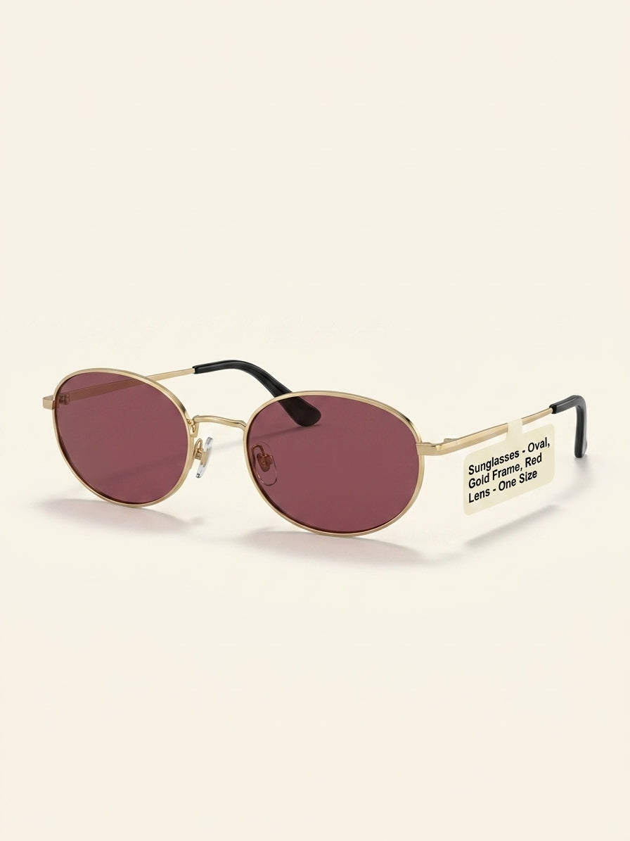 Burberry oval sunglasses in light gold/red, UK version