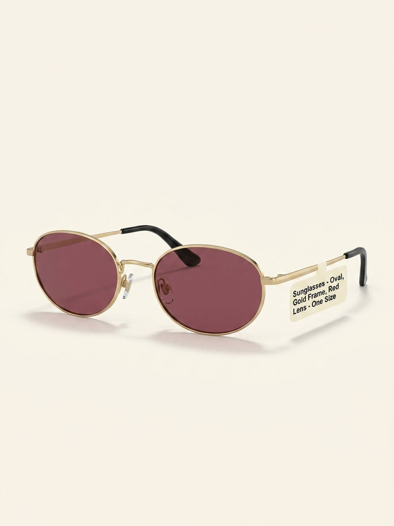 Burberry oval sunglasses in light gold/red, UK version