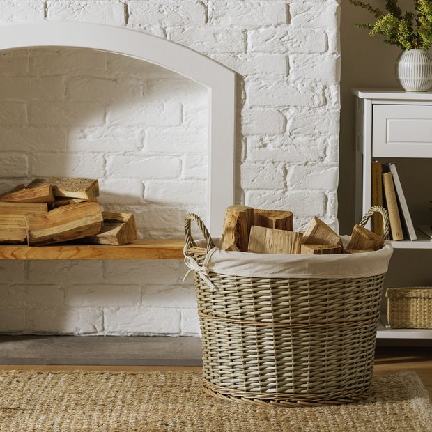Habitat large willow storage basket in grey - British product