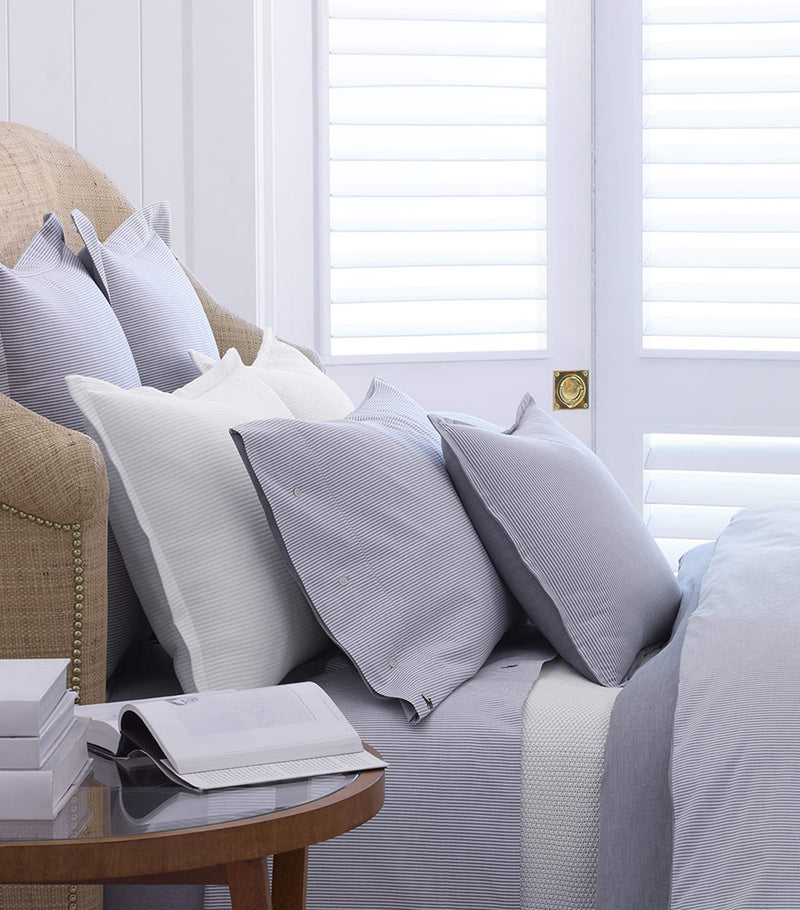 Ralph Lauren Oxford Blue striped double flat sheet 240cm x 310cm, imported from the UK