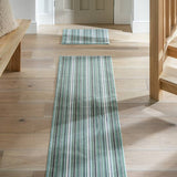 Habitat Skinny Stripe Green runner and mat set 180x57cm - British product