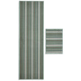 Habitat Skinny Stripe Green runner and mat set 180x57cm - British product
