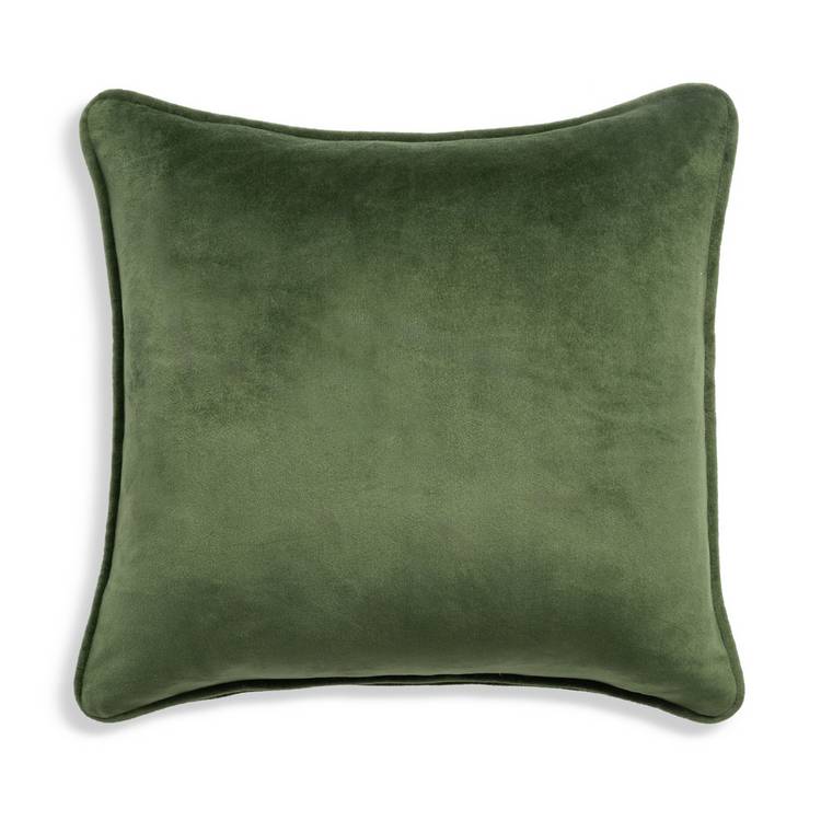 Habitat 2 pack velvet cushion cover moss green 43x43cm, imported from the UK