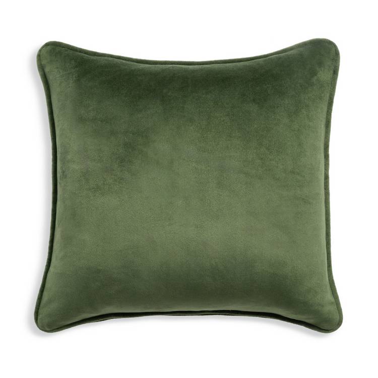 Habitat 2 pack velvet cushion cover moss green 43x43cm, imported from the UK