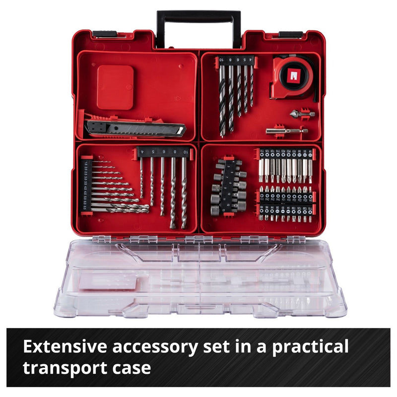 Einhell Power X-Change cordless combi drill set with 64 pieces, imported from the UK