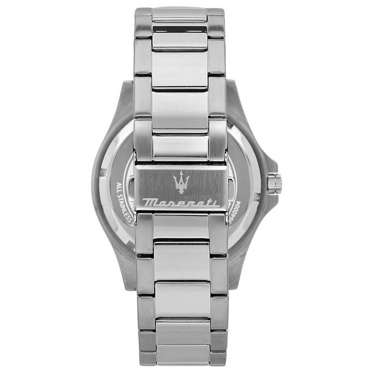 Maserati Sfidia black dial stainless steel watch 44mm (British brand)