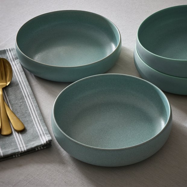 Habitat reactive stoneware pasta bowls blue 4 piece, imported from the UK