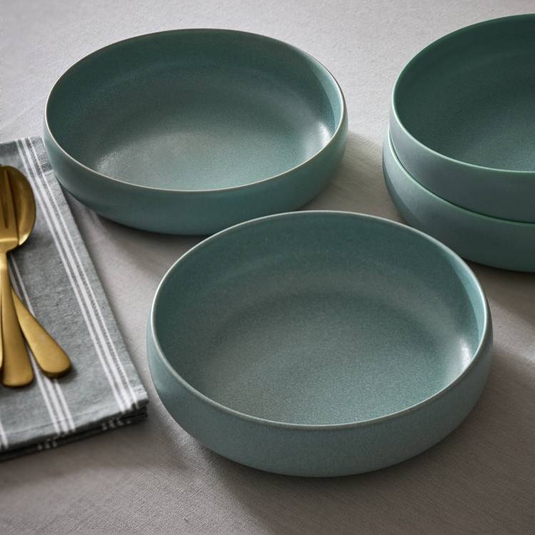 Habitat reactive stoneware pasta bowls blue 4 piece, imported from the UK