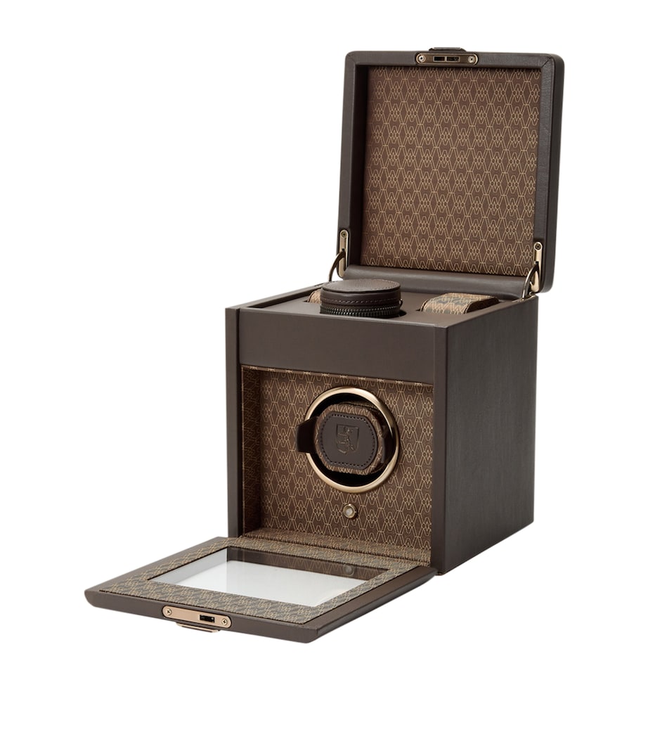WOLF Earth watch winder in apple leather, automatic watch accessory (British brand)
