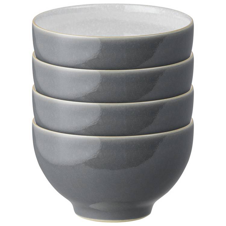 Denby Fossil Grey stoneware nibble bowls set of 4 (British brand)