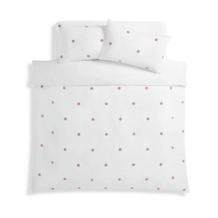 Argos Home pink tufted polka dot bedding set single (British brand)
