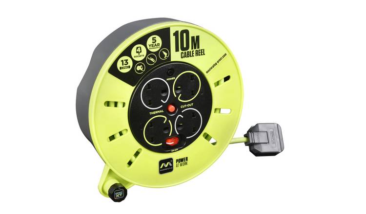 Masterplug Pro-XT 10m 4-socket cable reel, UK version