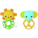 Bright Starts Soother Pals lion and elephant teether toys, UK version