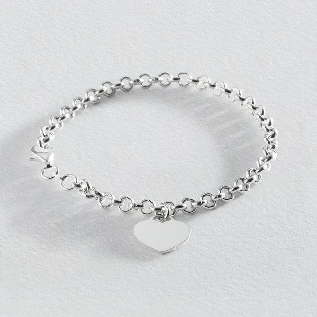 Revere sterling silver Belcher heart bracelet 19cm - British product