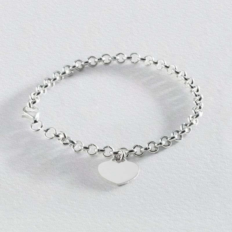 Revere sterling silver Belcher heart bracelet 19cm - British product