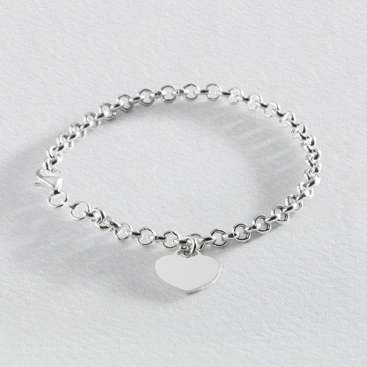 Revere sterling silver Belcher heart bracelet 19cm - British product