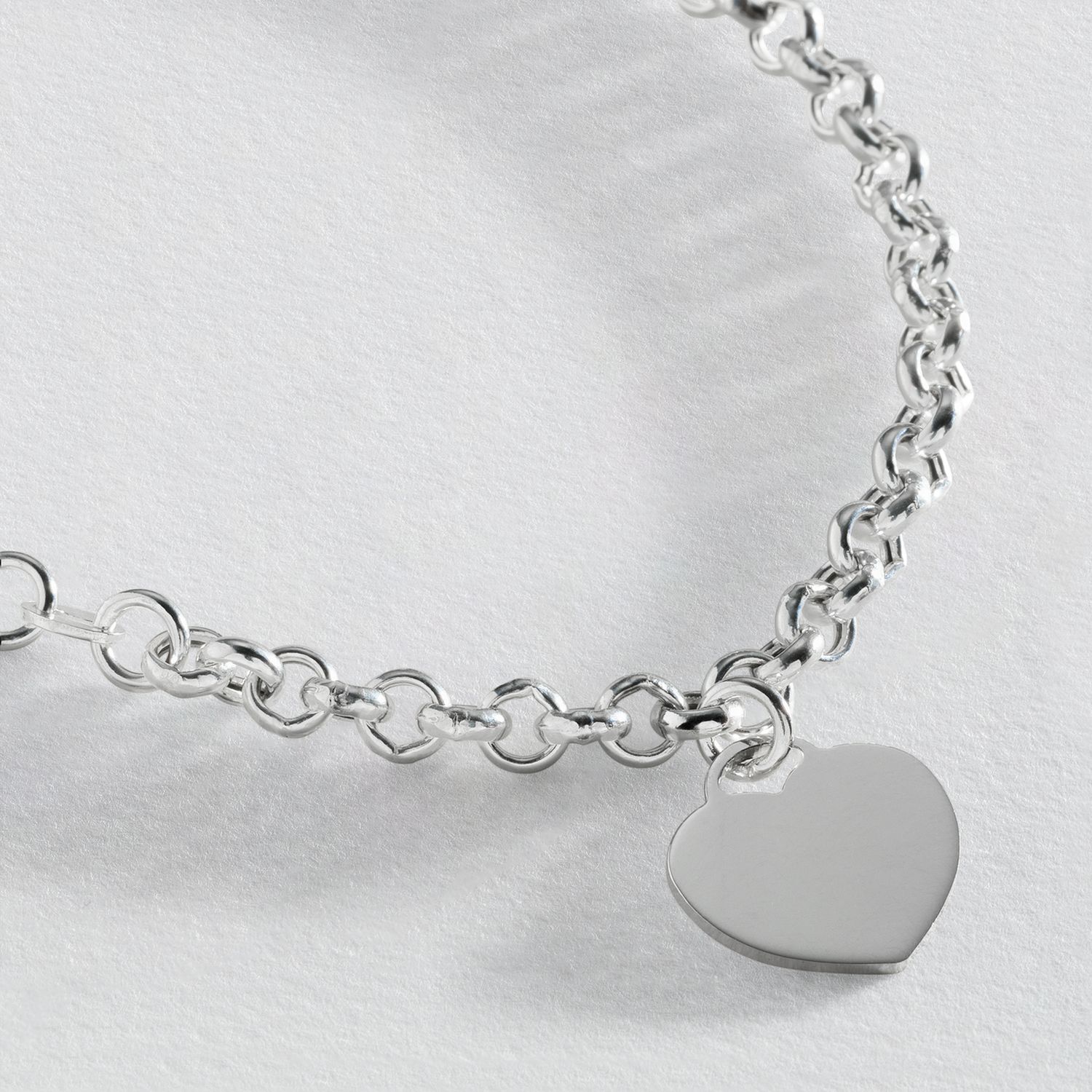 Revere sterling silver Belcher heart bracelet 19cm - British product