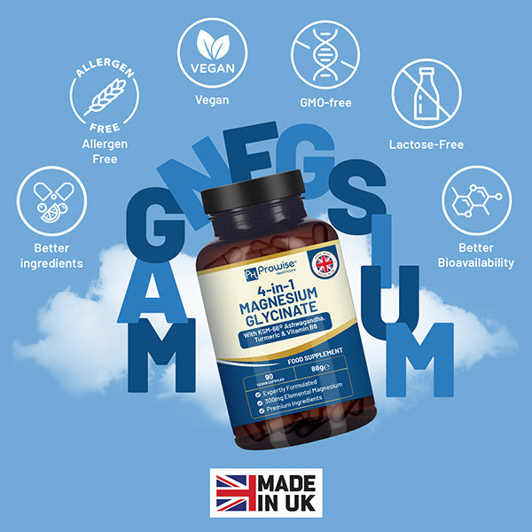 Prowise Magnesium Glycinate supplement with Ashwagandha Turmeric - British product