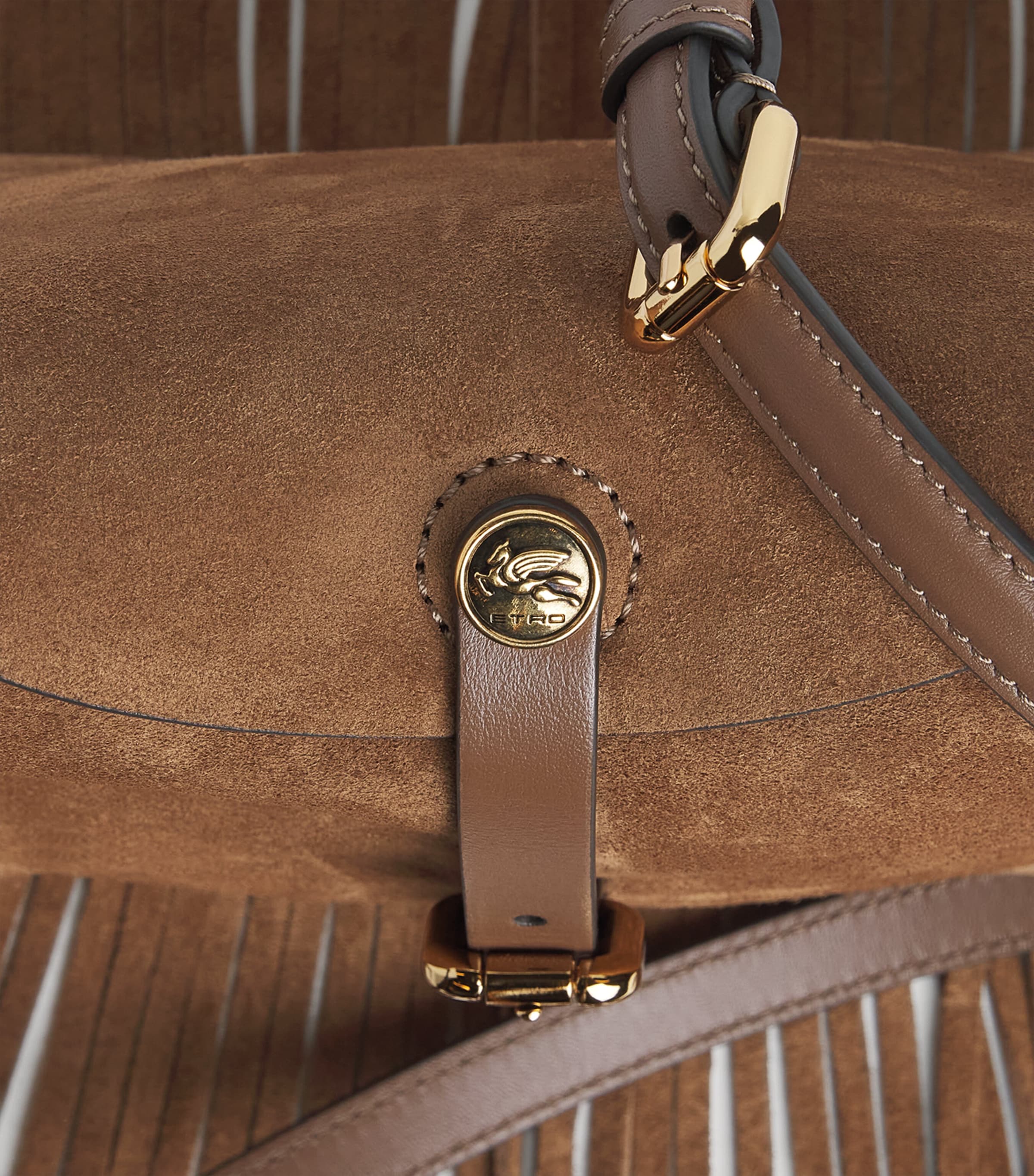 Etro small suede fringed pony shoulder bag (British brand)