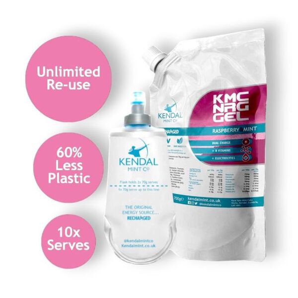 KMC Energy Gel Refill Raspberry & Mint  + Flask Bundle