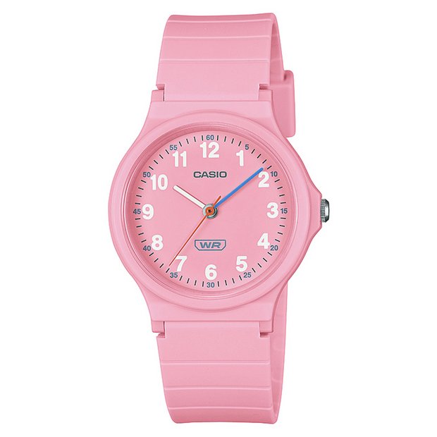 Casio pink analogue watch with resin strap, UK version