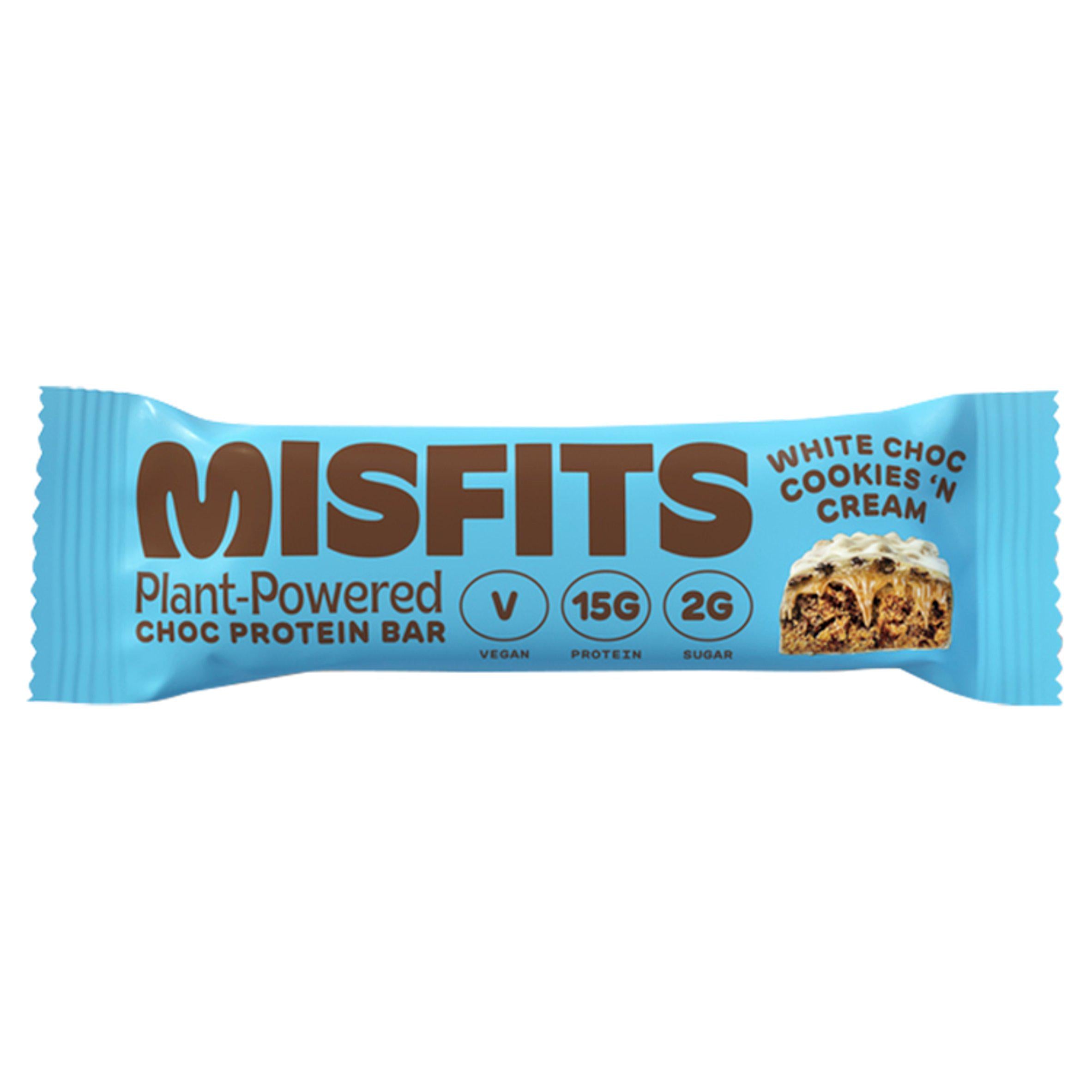 Misfits Plant Powered Choco Protein Bar White Choc Cookies & Cream Flavour 45g GOODS Sainsburys   