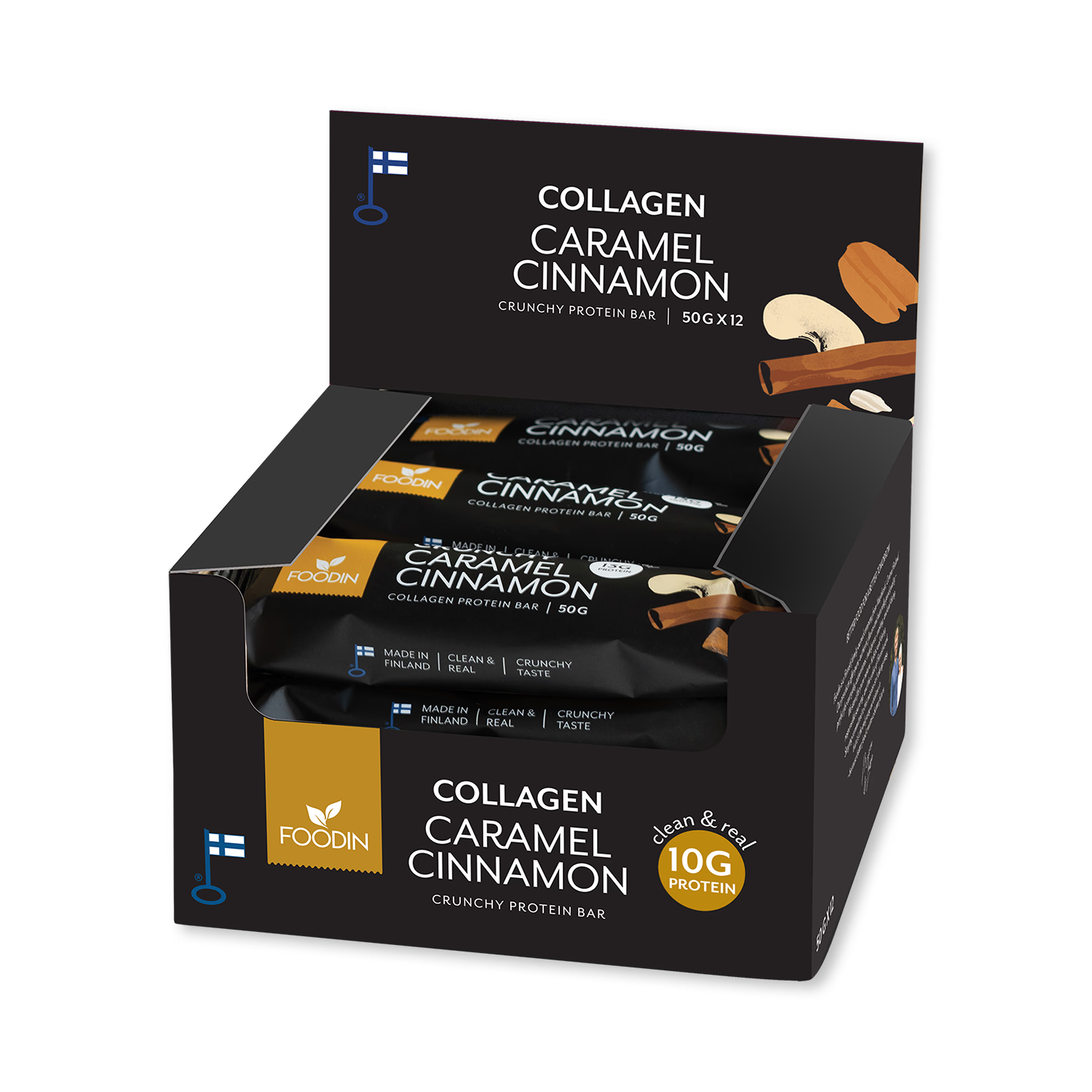 Collagen protein bar caramel cinnamon 12x50g, UK version
